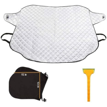 Car Windshield Snow Ice Cover, All Weather Summer Windproof Sun Shade for Cars/Trucks/Vans /SUV with Snow Shovel and Two Side Mirro Covers