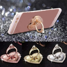 Gluckliy Metal Heart-shaped Phone Ring Stand Holder 360 Degree Rotation Phone Finger Grip Kickstand for Universal Mobile Cell Phone (Rose Gold)
