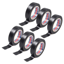 Black Electrical Insulation Tape, 6 Pack PVC Flame Retardant Tape, 16mm x 30m Premium Adhesive Gaffer Tape For Wiring Projects and Repairs