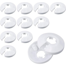 Set of 12 Pipe Collars White, Plastic Radiator Pipe Covers Pipe Collars for 15 mm/0.59in Diameter Pipe (White)