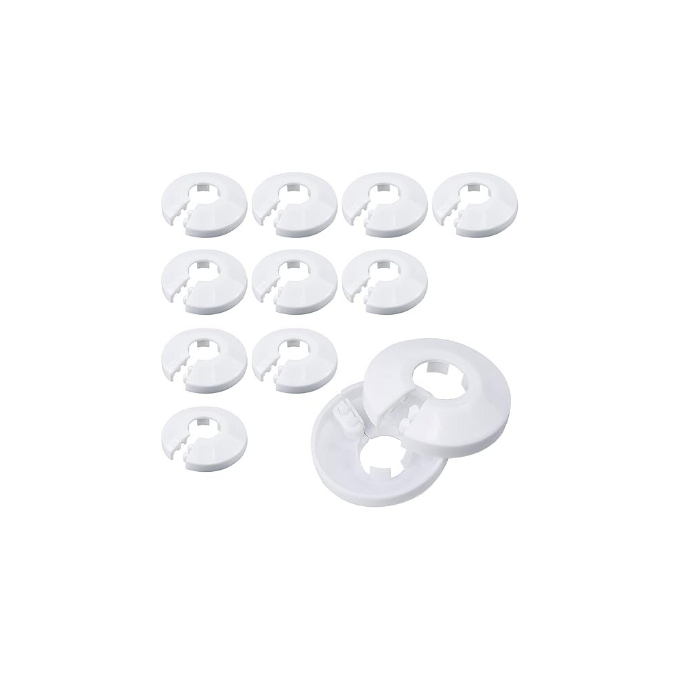 Set Of 12 Pipe Collars White, Plastic Radiator Pipe Covers Pipe Collars For 15 Mm/0.59In Diameter Pipe (White) 7651018184553