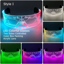 2 Sides Control 7 Colors LED Luminous Glasses Colorful Glowing Glasses LED Light Up Eyeglasses for Bar KTV Halloween Glow Party