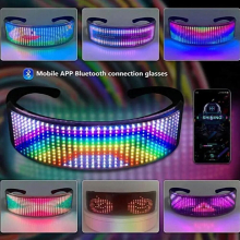 Full Party LED Glasses Disco Wine Bar Dynamic Flashing LED Glasses, Raves Bluetooth APP Customizable Light Up USB Charging