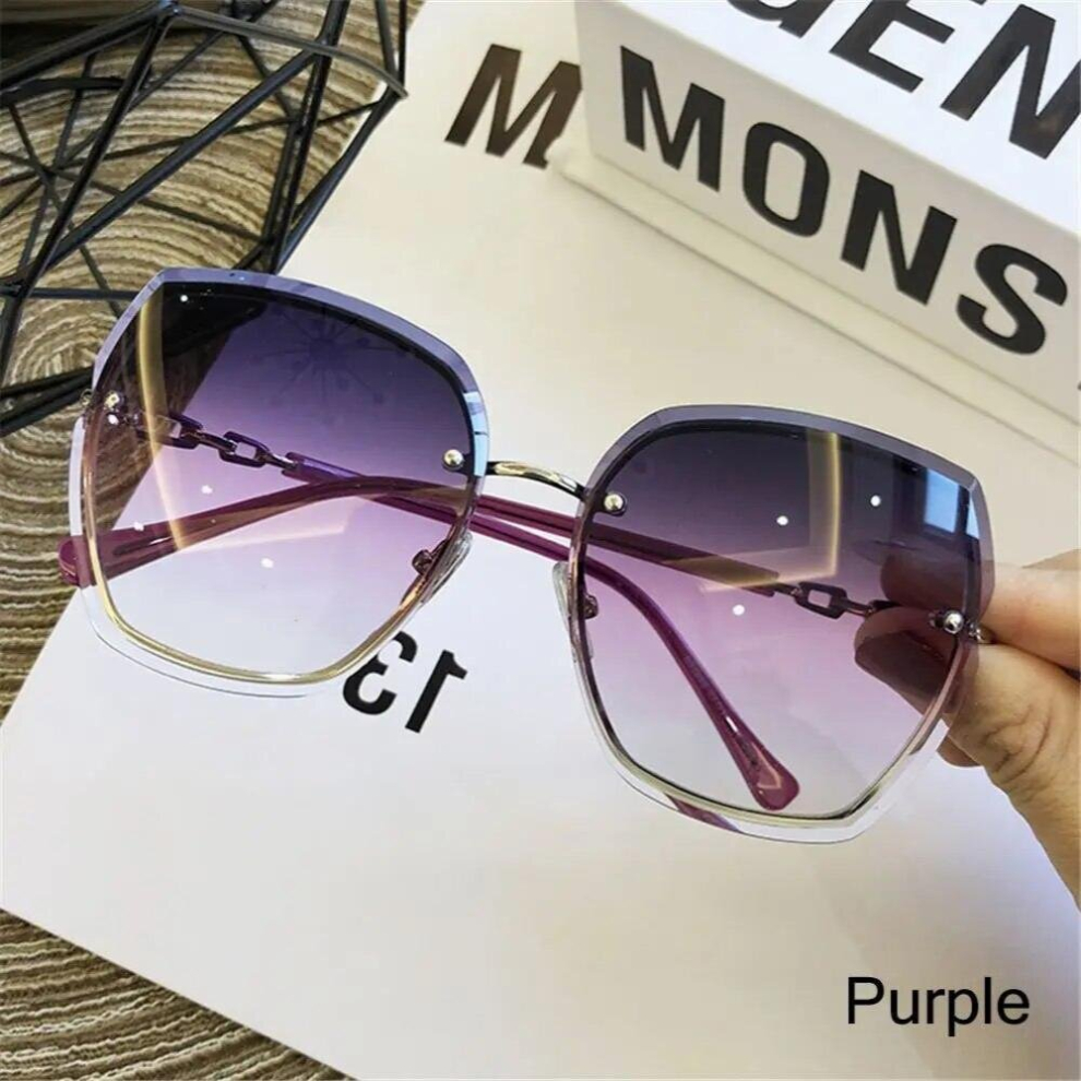 Womens Gradient Polarized Sunglasses Vintage Rimless Square Sunglasses Uv400 Shades Street Wear Multicoloured