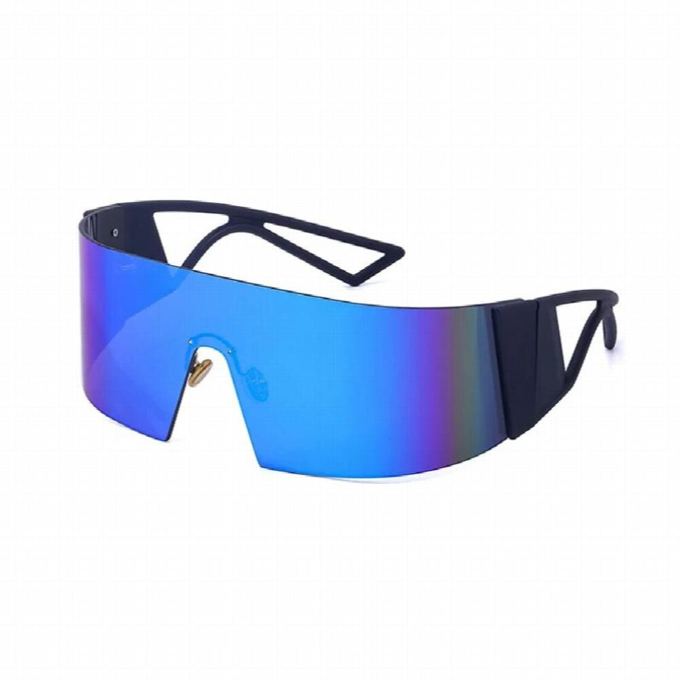 Wrap Around Sunglasses For Women Men One Piece Flat Top Shield Eyewear Y2k Futuristic Mirrored Cycling Sport Shades Multicoloured