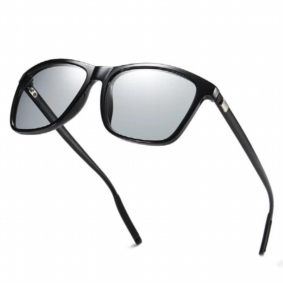 Photochromic Polarized Sunglasses Change Grey Frame Men Square Classic Chameleon Glaases Transition Lens Eyewear