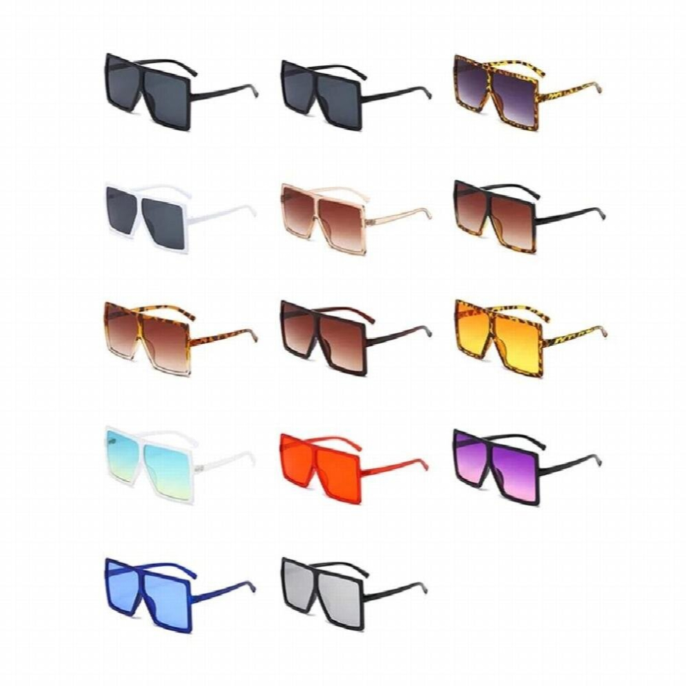 14 Pairs Square Oversized Sunglasses Flat Top Shades Oversize Sunglasses Beach Decorate Sunglasses For Women Men, 14Colors-image-OPC-PCRSPZK-NEW