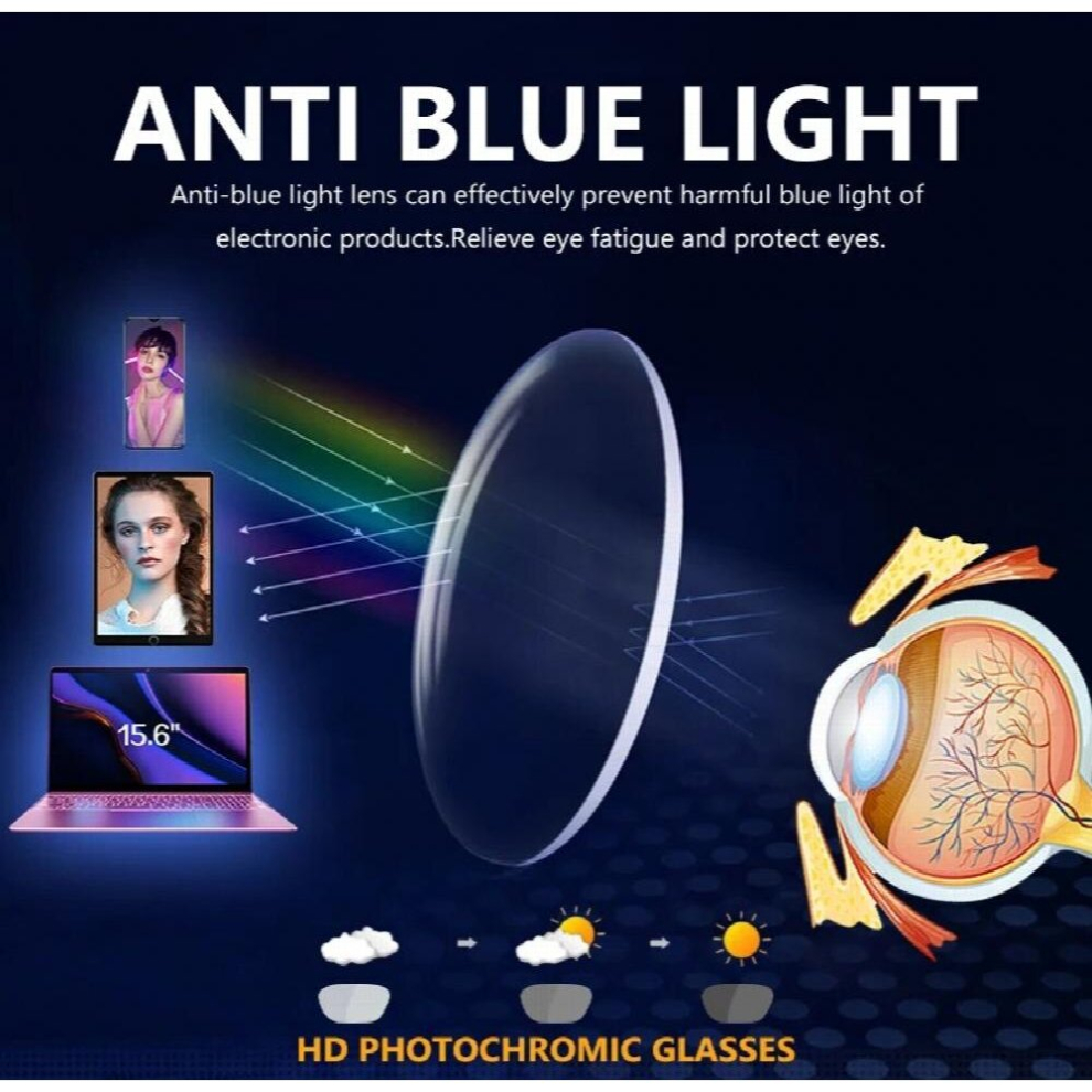 Light Blocking Photochromic Glasses Men Women Clear Lens Computer Goggles Rectangle Eyeglasses Unisex Gaming Glasses UV400