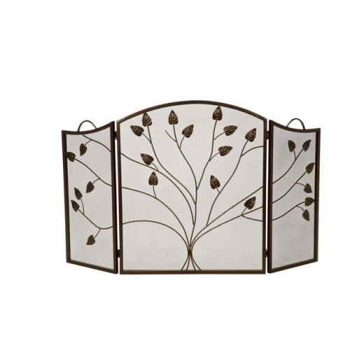 Leaf Design 3 Fold Arched Screen, Bronze