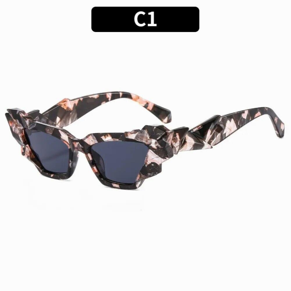 Retro Candy Colors UV400 Unique Sun Glasses Polygon Eyewear Women Shades Cat Eye Sunglasses-image-OPC-PCRSXVW-NEW