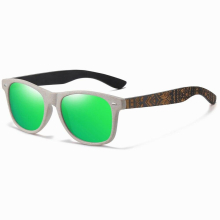 Natural Bamboo Wooden Sunglasses Polarized Mirror Coating Lenses Temple Pattern Retro Pattern Sunglasses
