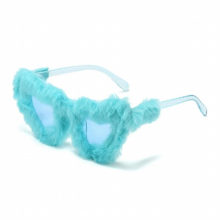 652F Street Sunglasses Girls Vintage Heart Shape Lens Creatively Glasses Teenagers Hiphop Plush Frame for Adult Teens