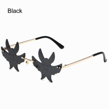 Novelty for Halloween Costume Women and Men Disco Party Goth Glasses 90s Glasses Rimless Bat Shaped Sunglasses