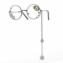 Seemfly Punk Glasses Comic Show Steampunk Creative Personality Glassware With Chain Boys Girls Flat Mirror Has No Degree