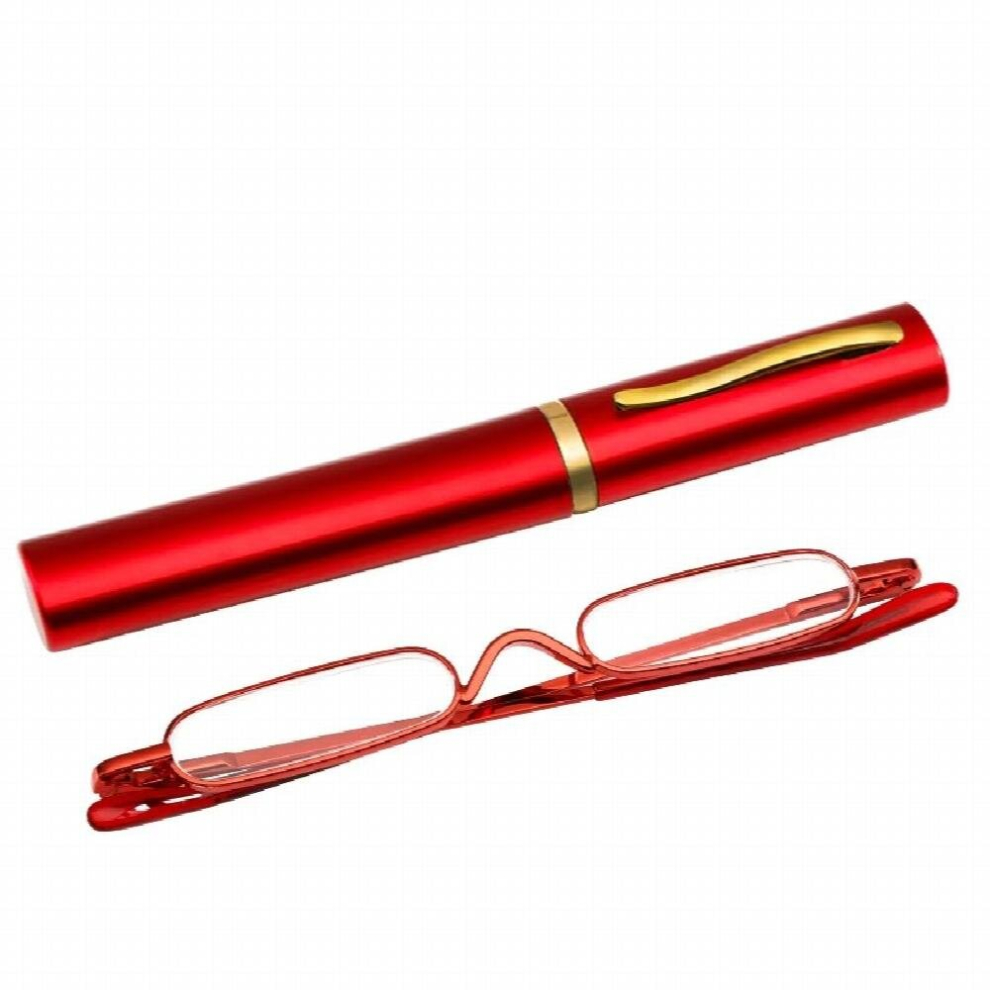 Unisex Portable Metal Frame Reading Glasses With Metal Case Retro Mini Reading Glasses Presbyopia Eyeglasses Slim Eyeglasses