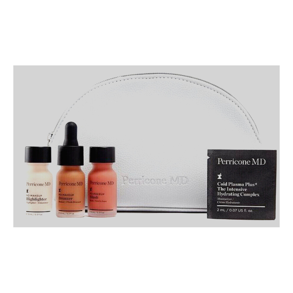 PERRICONE MD NO MAKEUP SET OF BLUSH/BRONZER/HIGHLIGHTER 10ML EACH+BAG