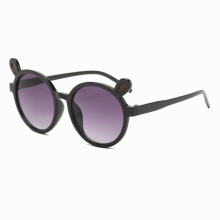 Children Kids Round Frame Sunglasses Bear Ears UV400 Protective For Outdoor