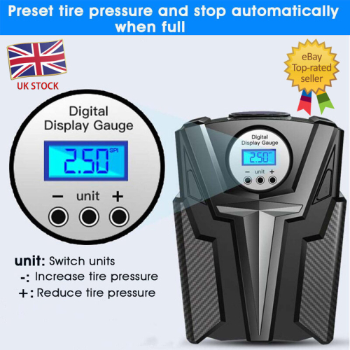 Electric Pump 12V Air Compressor Inflate Car and Bicycle Tire with LED backlight 1