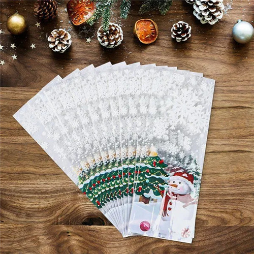 50PCS Christmas Snowman Cookie Bags Plastic Candy Packaging Sacks 1