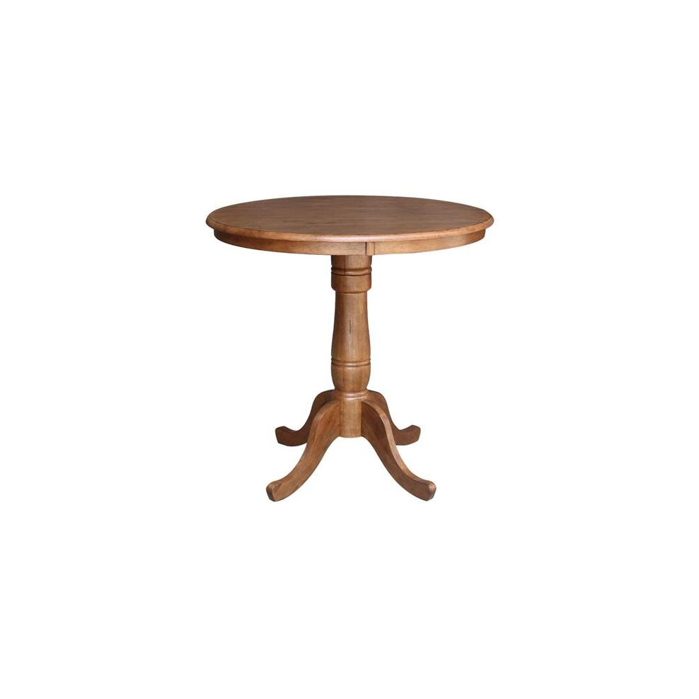 36 in. Round Top Pedestal Table, Distressed Oak
