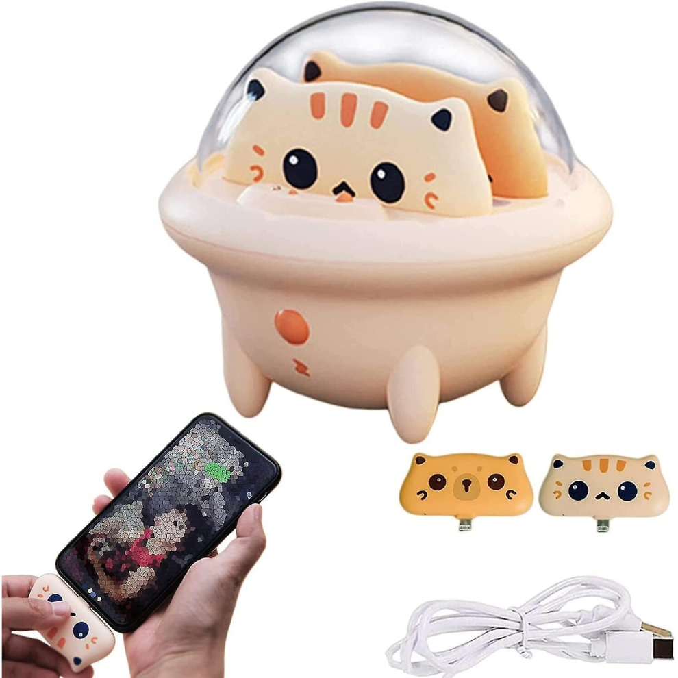 Cat ship Charger small Cute Cat Portable Charger cat Cuty Portable  Bank With Le