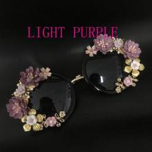 Women Girls Flower Sunglasses Retro Gems Sunglasses Summer Beach Glasses