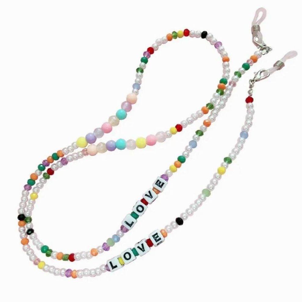 Bohemian Colored Rice Beads LOVE Letter Glasses Chain Womens Beads Chain Mask Chain Anti Loss Sunglasses Lanyard Rope