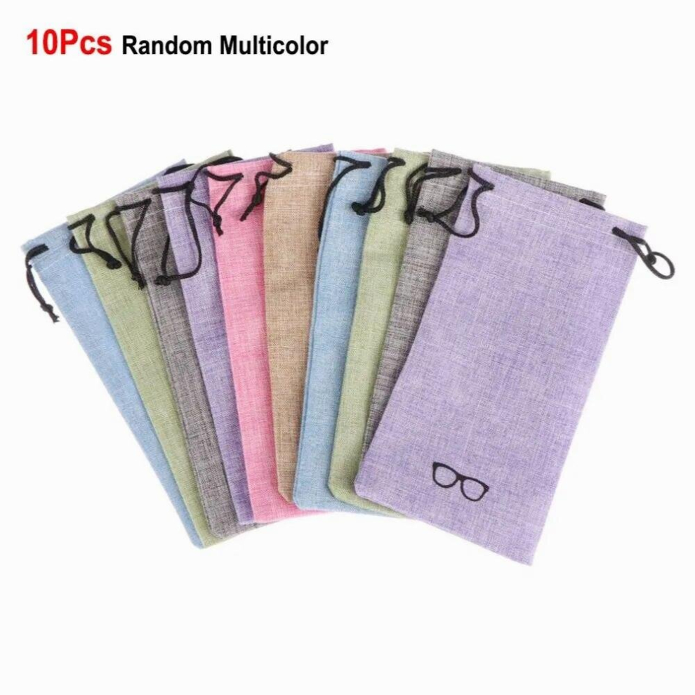 5/10Pcs Glasses Case Sunglasses Bag Dust Proof Pouch Pocket Soft Linen Drawstring Microfiber Glasses Carry Eyewear Container