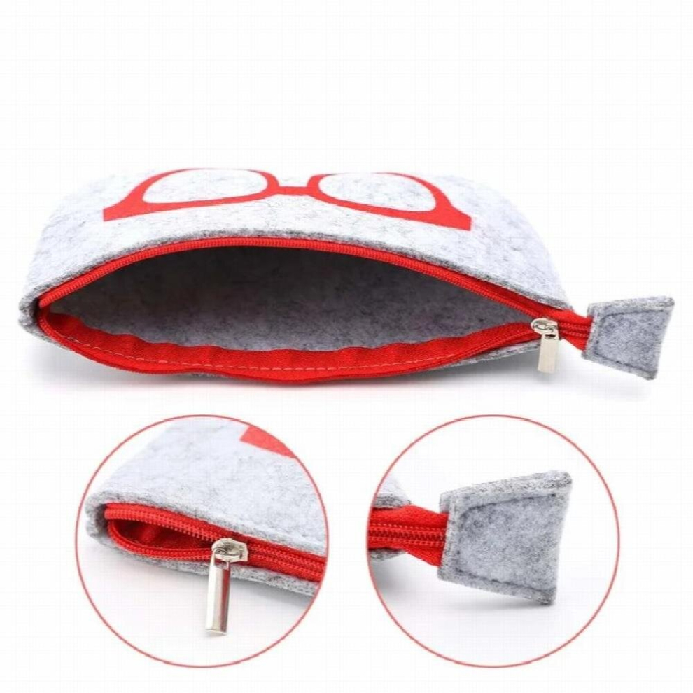 Portable Eyeglasses Bag Case Soft Felt Zipper Glasses Purse Bag Makeup Storage Pouch Sunglasses Storage Bag