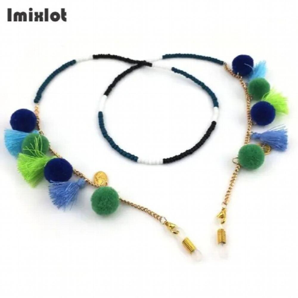 Bohemian Pompon Tassel Glasses Chain for Women Beads Eyeglasses Cords Sunglasses Strap Women Eyeglass Accessories