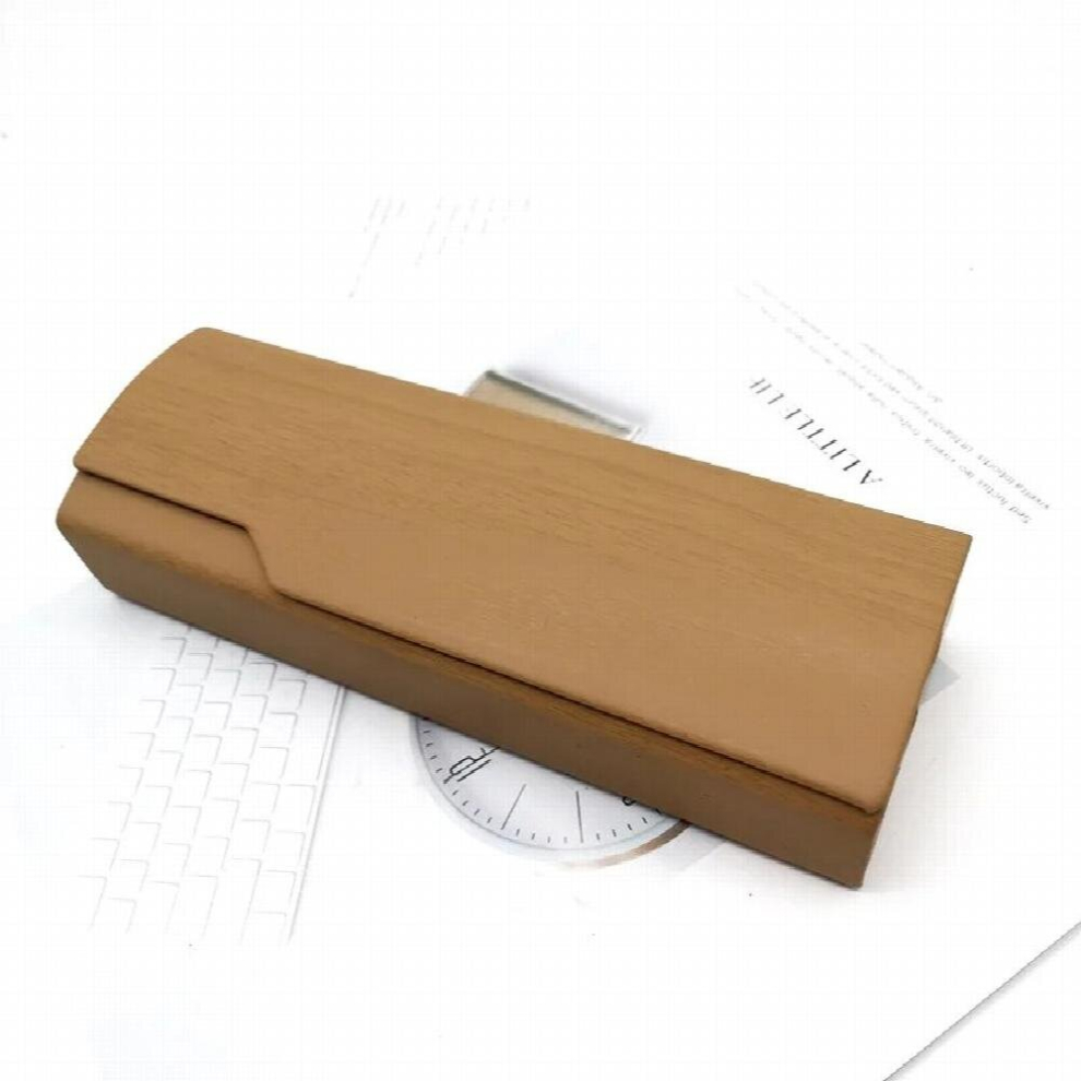 Compression Wood Grain Glasses Case for Women Men Sunglasses Case Square Folding Eyeglass Box