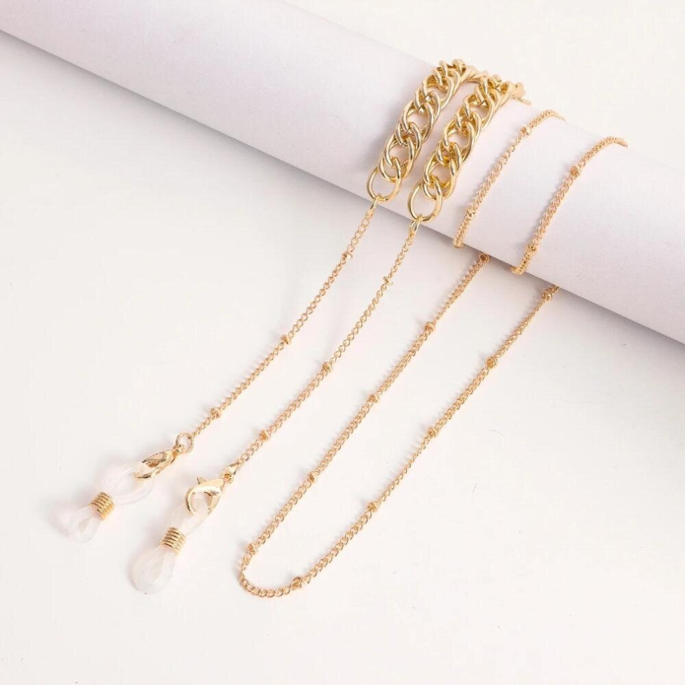 Glasses Chain Peach Heart Sunglasses Mask Holder Lanyard Vintage Geometric Button Metal Reading Glasses Frame Neck Strap