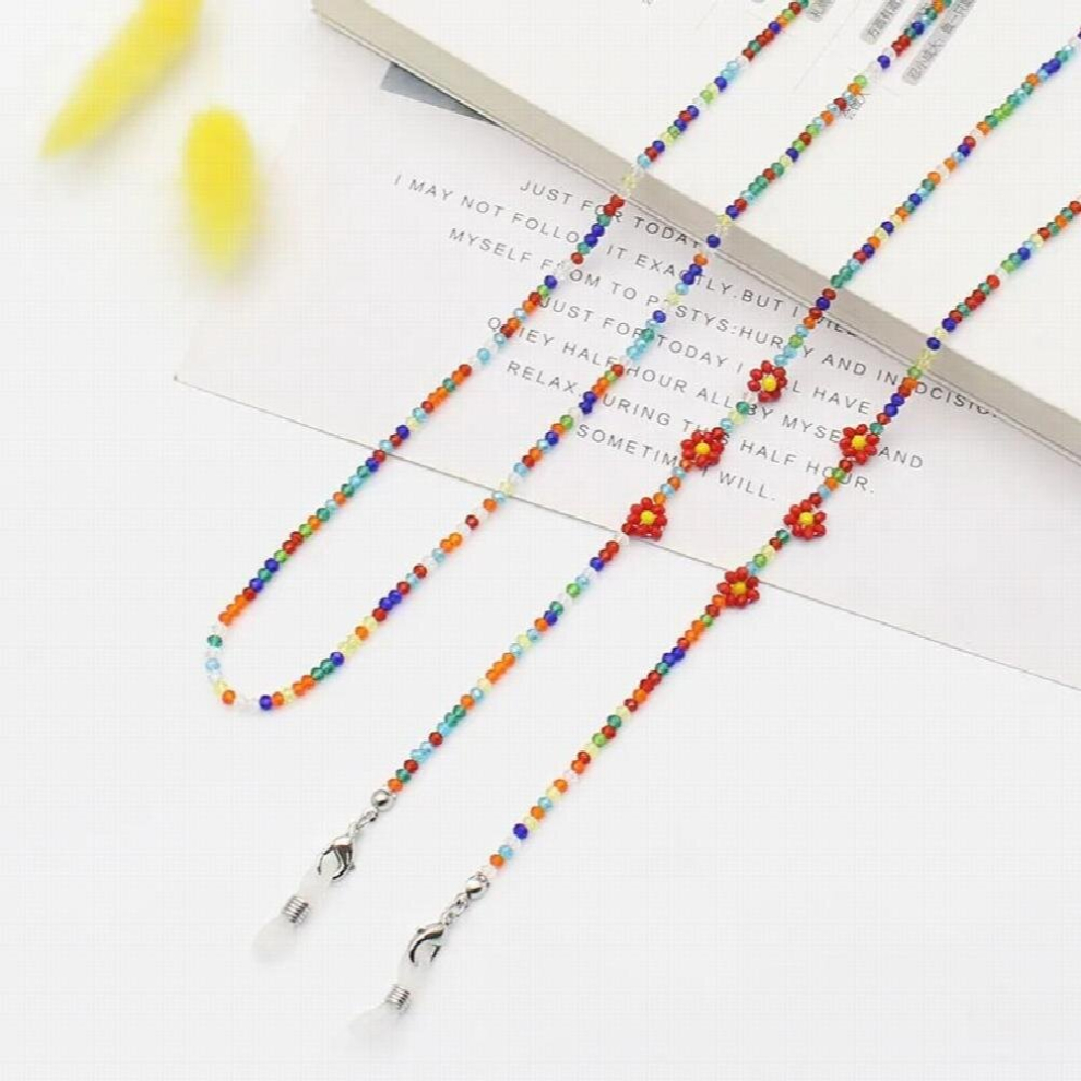 Crystal Flower Beaded Sunglasses Mask Holder Lanyard Daisy Anti-skid Glasses Chain Neck Strap for Women Gift