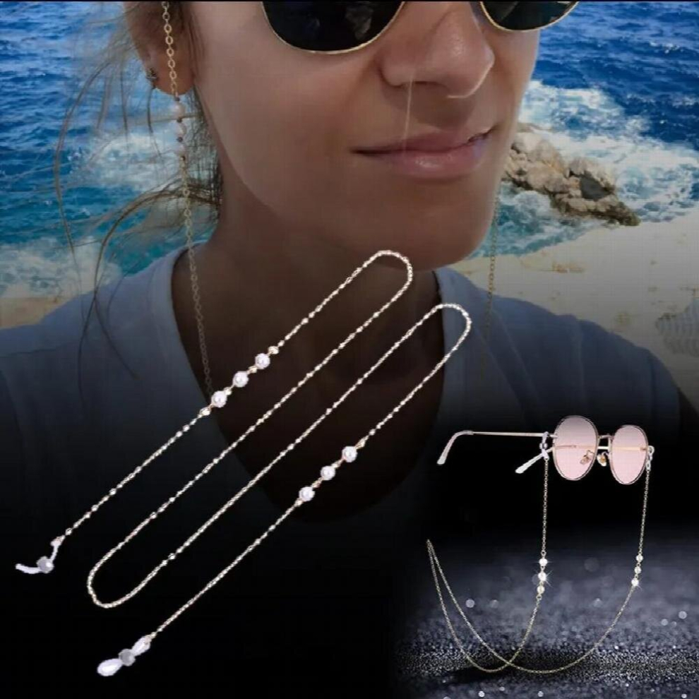 Multicoloured Women Glasses Chain Eyeglass Strap Sunglasses Pearls Alloy Anti-Slip Band D88