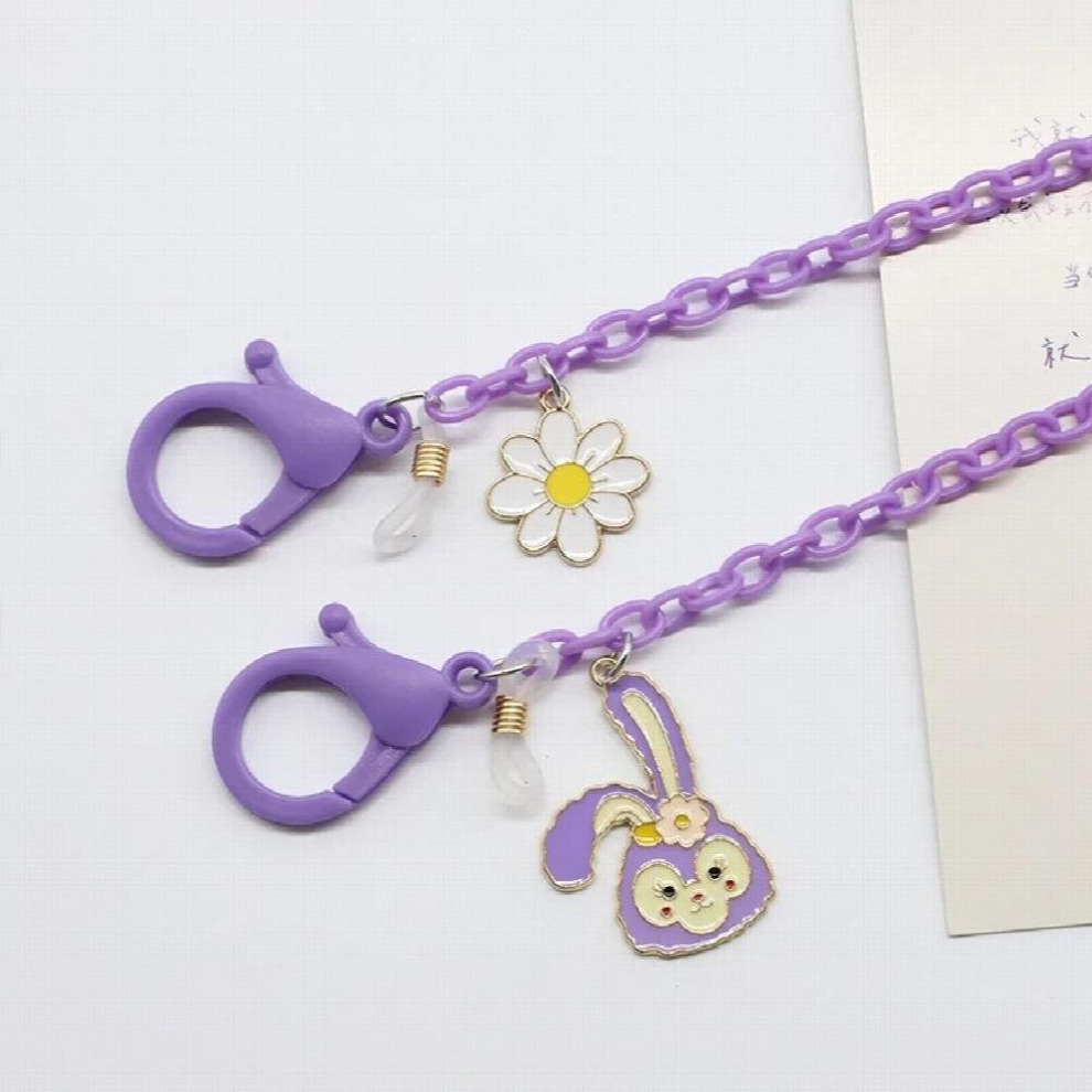 Purple Rabbit Glasses Chains Cartoon Daisy Acrylic Eyeglasses Chains Charms Women Sunglasses Accessory Long Necklace Mask Rope