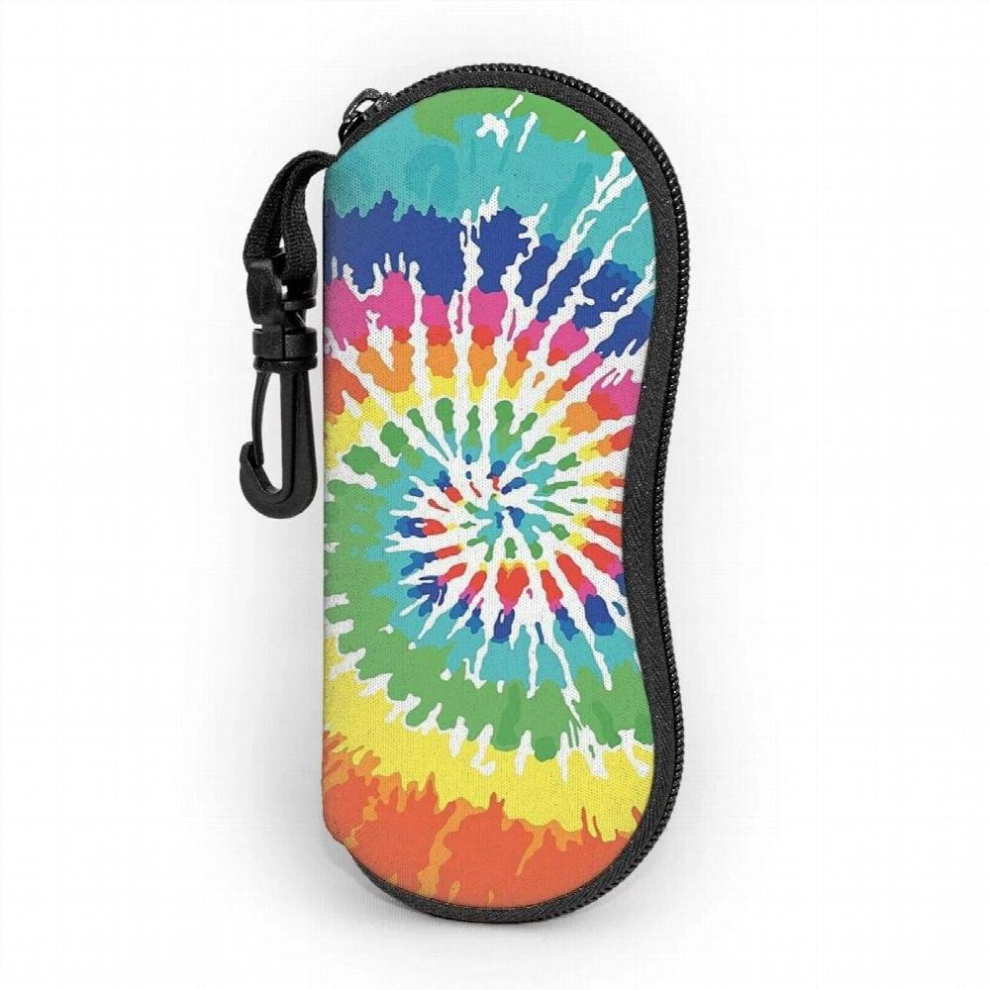 Colorful Tie Dye Sunglasses Case Portable Ultra Light Eyeglasses Bag Multifunction Neoprene Zipper Eyeglass Case With Belt Clip