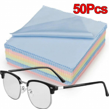 50pcs Eye Glasses Cleaning Cloth Reusable Microfiber Glasses Cleaner Fabric Cloth for Sunglasses Camera Phone Lens Wipes Cloth