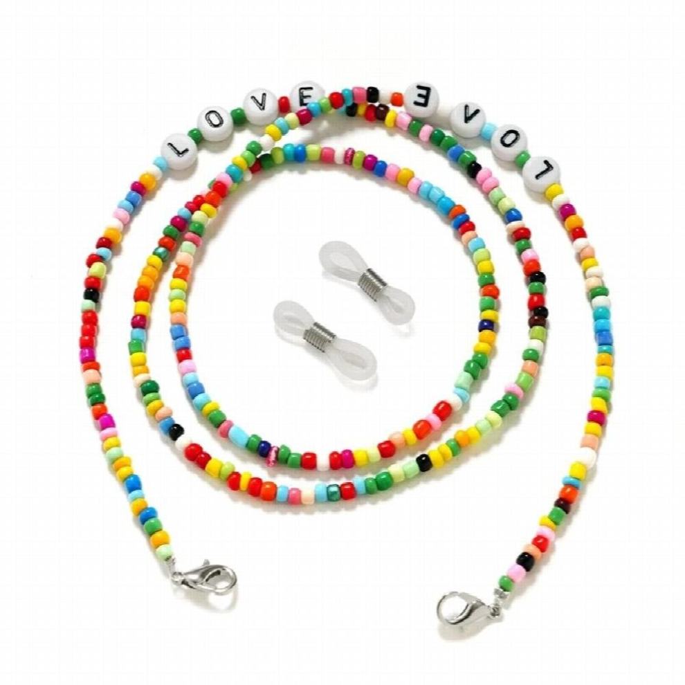 Letter Glasses Chain for Women Boho Beads Sunglass Lanyard Holder Mask Strap Neck Cord Hang Eyewear Love Jewelry Gift