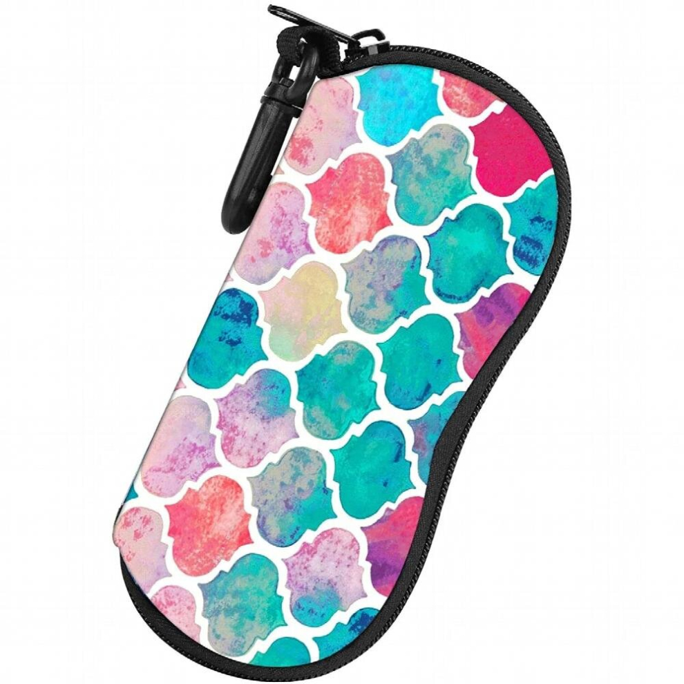 Moroccan Watercolor Glasses Case Ultra Light Portable Multifunction Zipper Sunglasses Soft Eyeglass