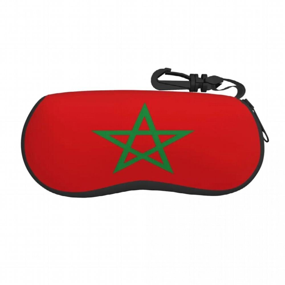 Portable Eyewear Case Cover Flag Of Morocco Sunglasses Soft Glasses Box With Lanyard Zipper Eyeglass Protector