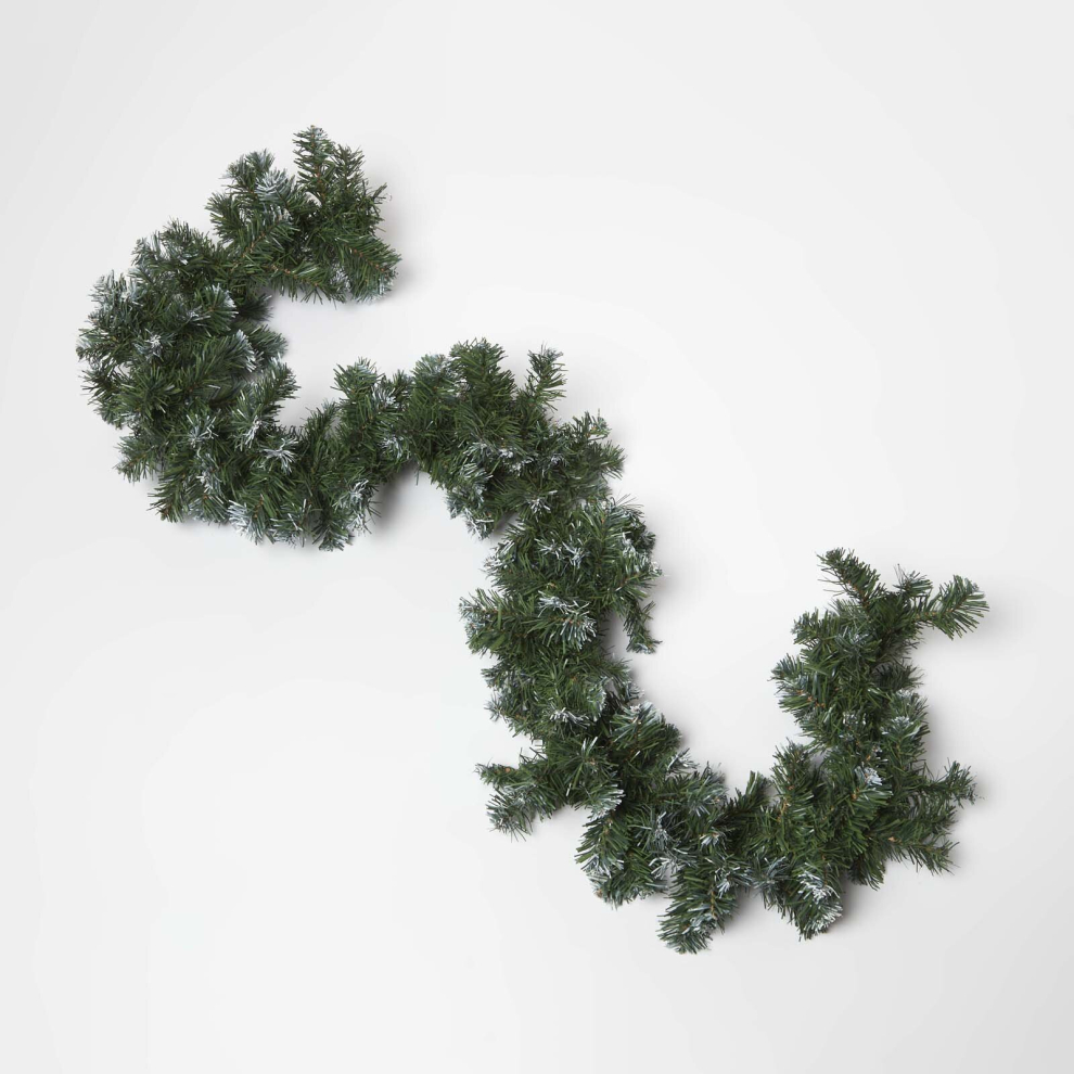 Green Snow Dusted Foliage Christmas Garland