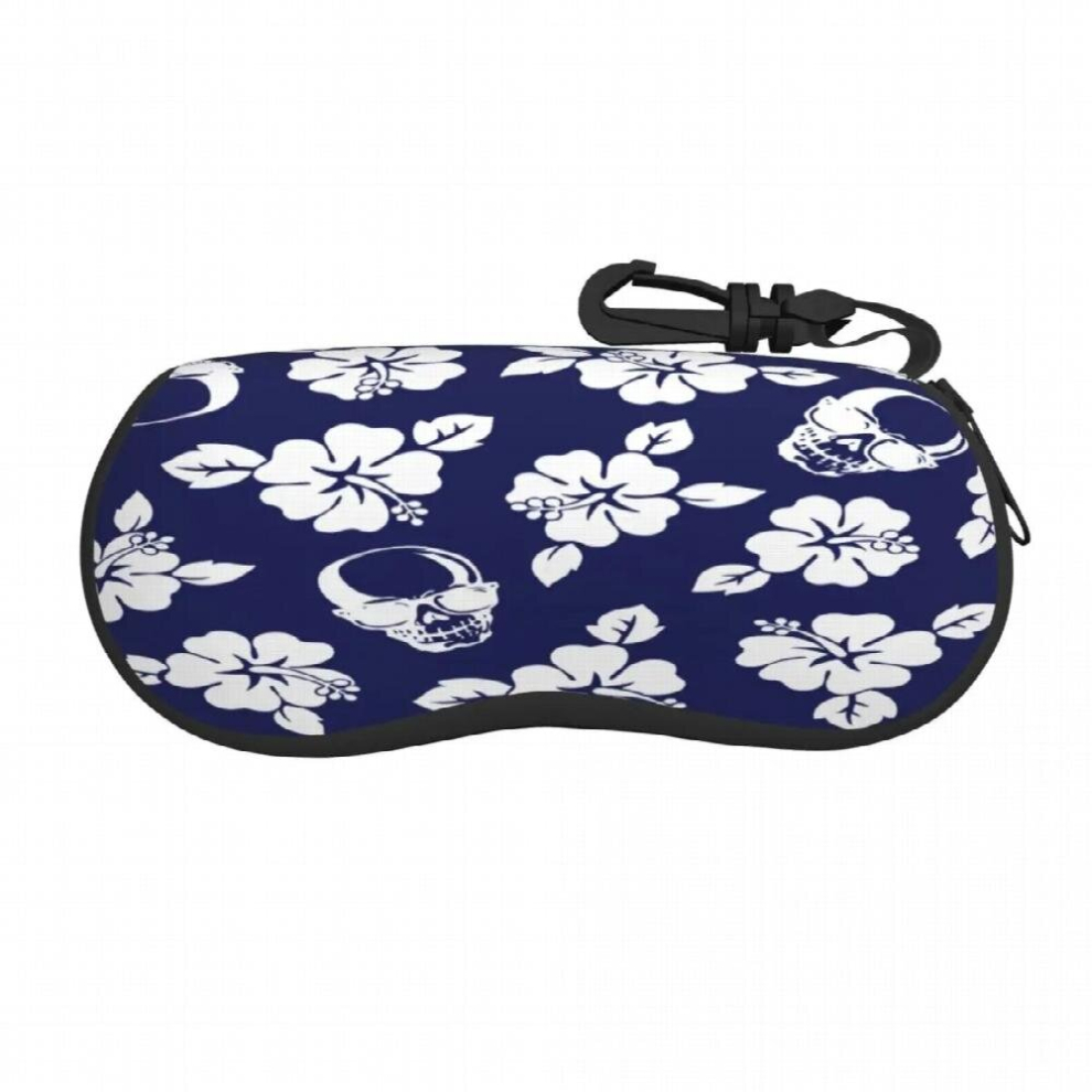 Glasses Case Soft Glasses Bag Hibiscus Skull Pattern Portable Sunglasses Box Bag Eyeglasses Case