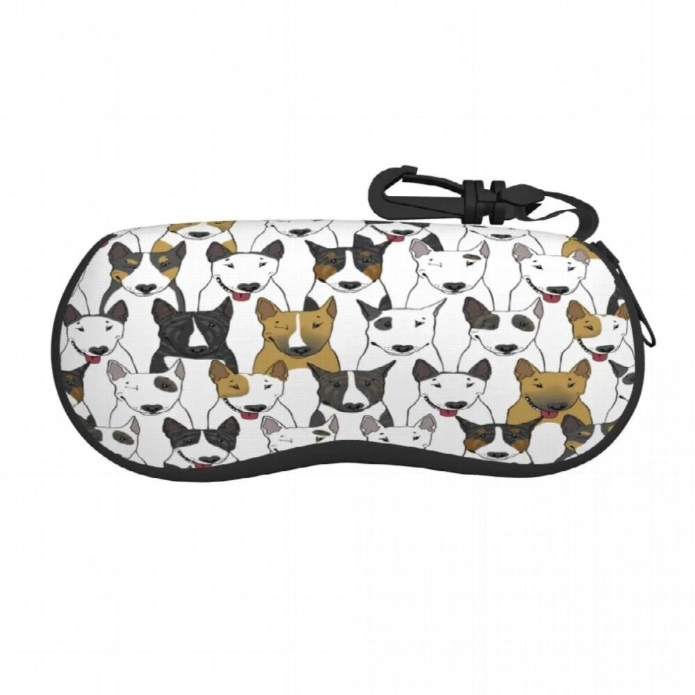 Portable Eyewear Case Bull Terrier Dogs Sunglasses Soft Case Glasses Box with Lanyard Zipper Eyeglass Case
