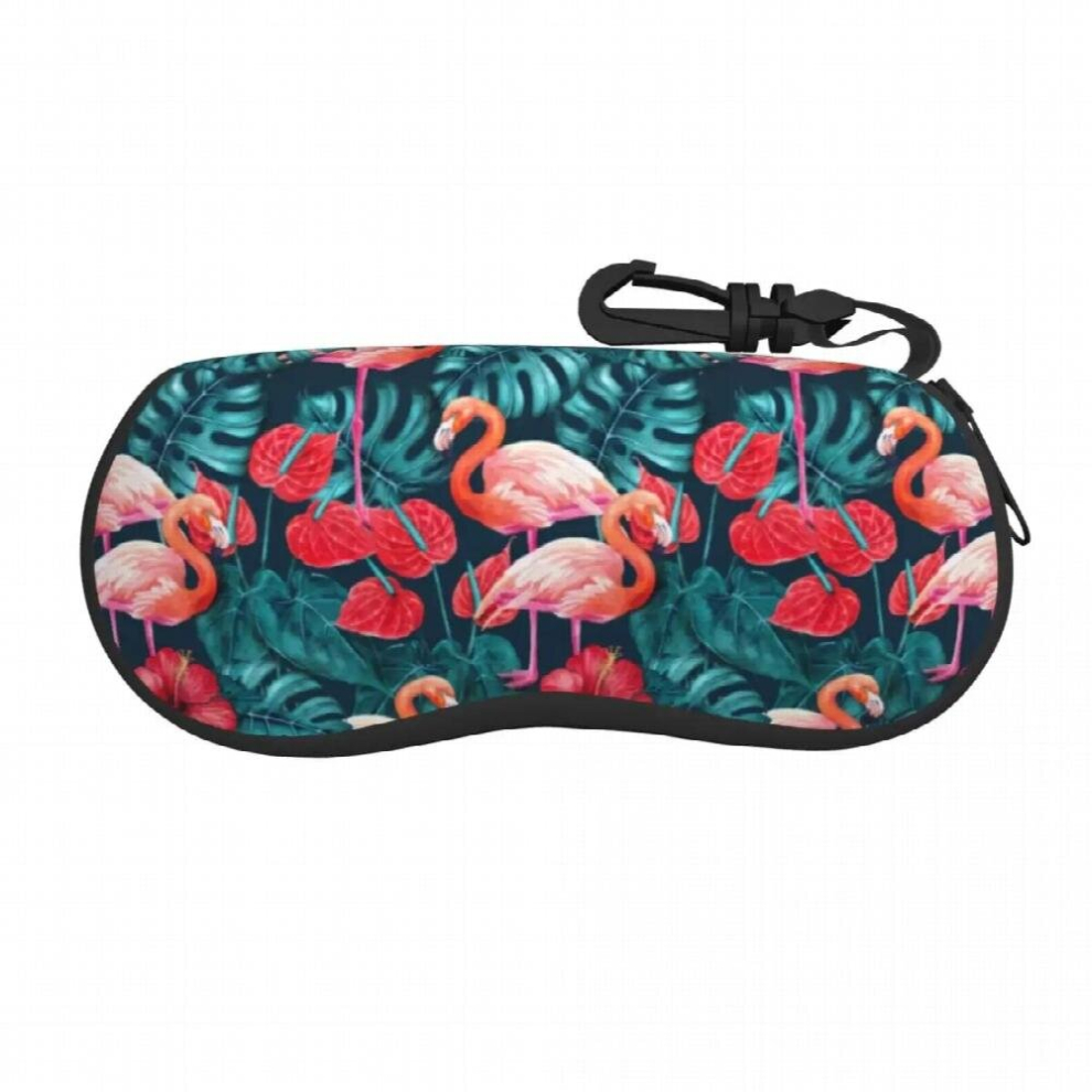 Multicoloured Tropical Flamingo Horizontal Glasses Case Colorful Bird Print Female Sunglasses Pouch Retro Pocket Eyeglasses Organizer