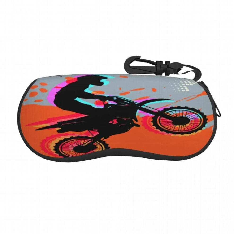 Unisex Glasses Bag Protective Case Motocross Rider Dirt Bike With Background Portable Sunglasses Box Reading Eyeglasses Box