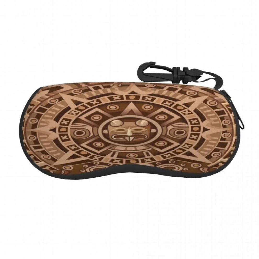 Portable Eyewear Case Cover Cartoon Mayan Calendar Sunglasses Soft Glasses Box With Lanyard Zipper Eyeglass Protector