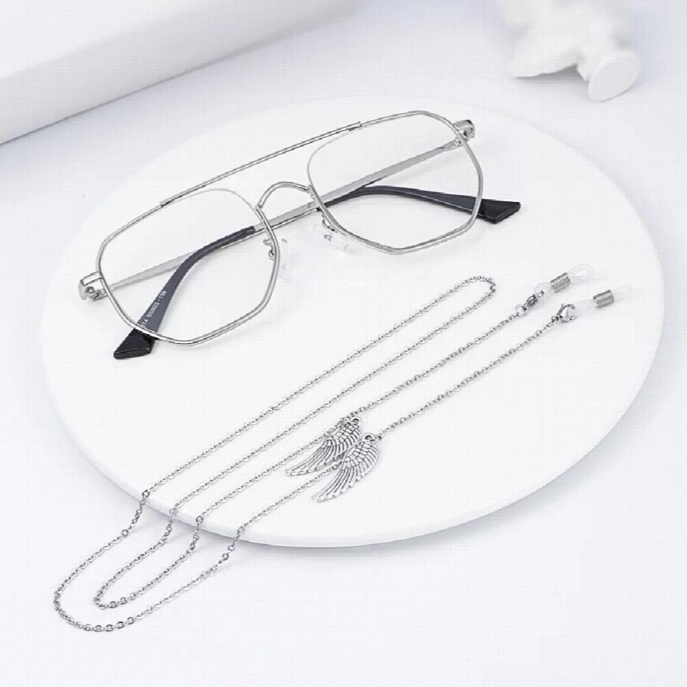 1pc/lot Metal Eyeglass silver Chains wings pendent Sunglasses Eyewears Neck Cord Holder with silicone loop