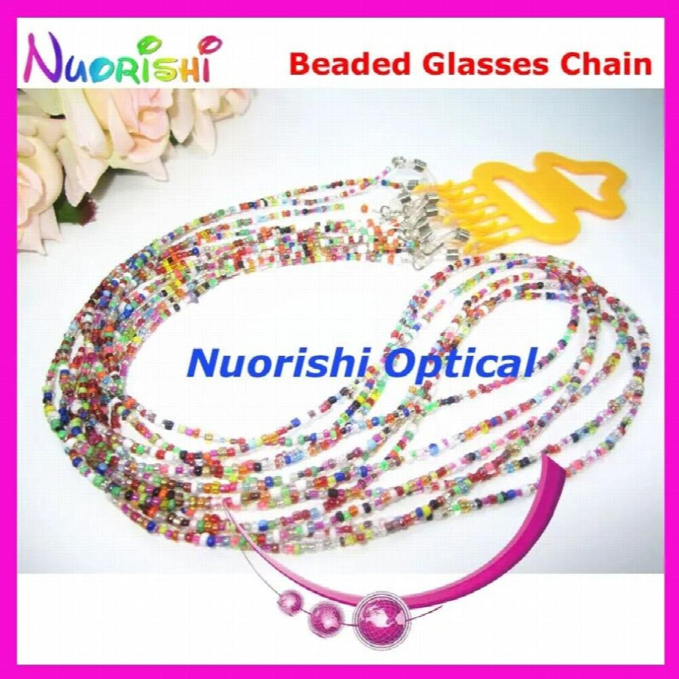 Multicoloured 6Pcs Nice Beaded Steel Wire Rope Eyeglass Sunglasses Eyewear Spectacle Chain Cords Lanyard L852