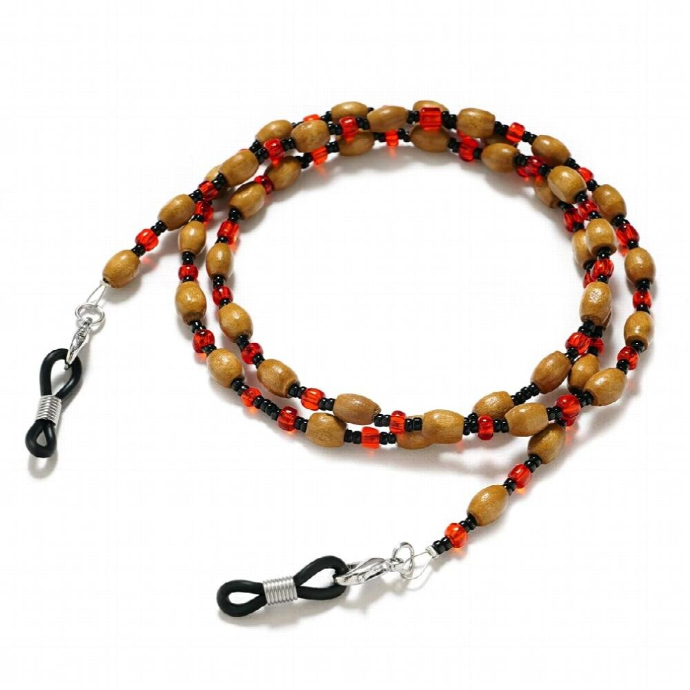 Brown Wooden Beads Beaded Glasses Chain No Fading Sunglasses Lanyard Eyeglass Cord Hanging Neck Strap