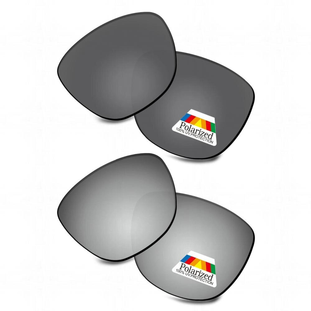 2 Pairs & Silver Polarized Replacement Lenses for-Oakley Frogskins OO9013 Sunglasses Frame